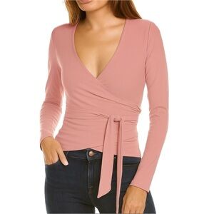 SUSANA MONACO Long Sleeve Stretch Ballerina Wrap Top NWOT $138 Retail